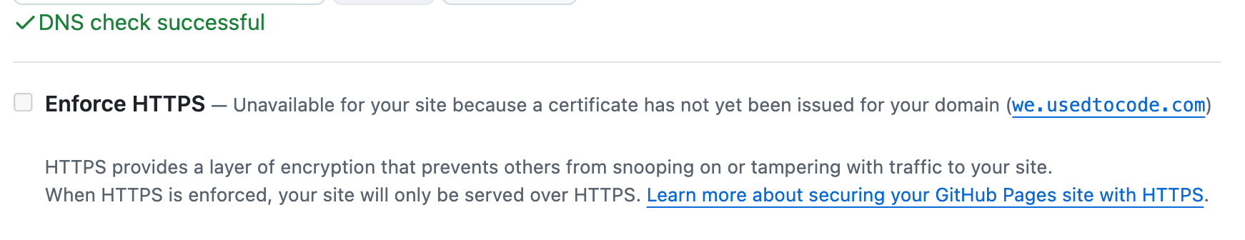 Published site loading over plain HTTP before a certificate is provisioned
